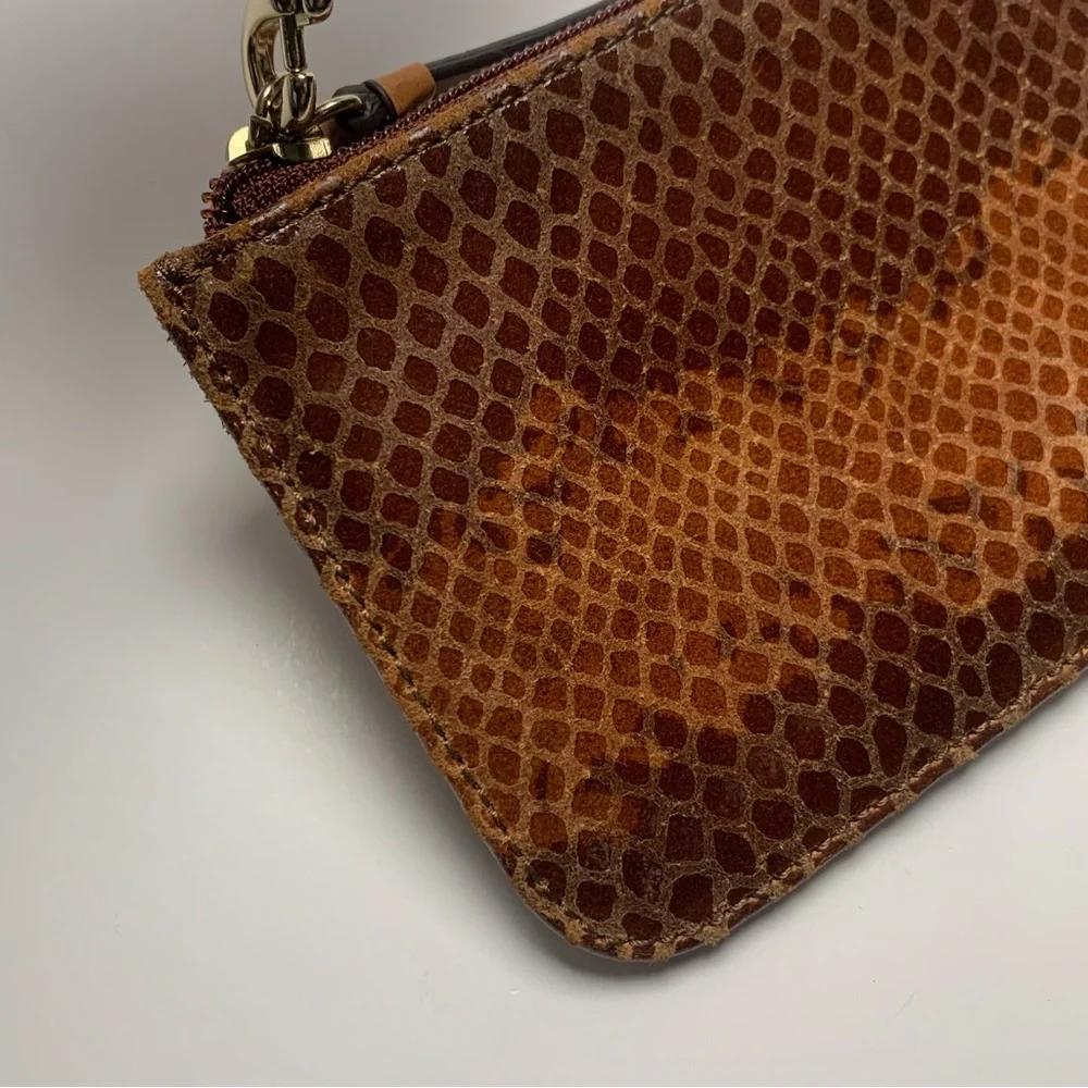 Dooney & Bourke Brown Leather Wristlet Snake Reptile Print Clutch Pouch - Picture 9 of 10